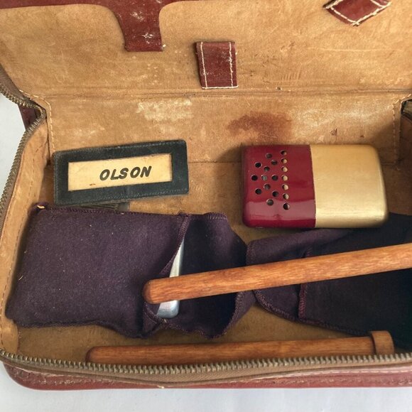 Vintage JC Higgins Leather Travel Shaving Toiletry Kit Aladdin Jon-E Hand Warmer - Picture 6 of 14